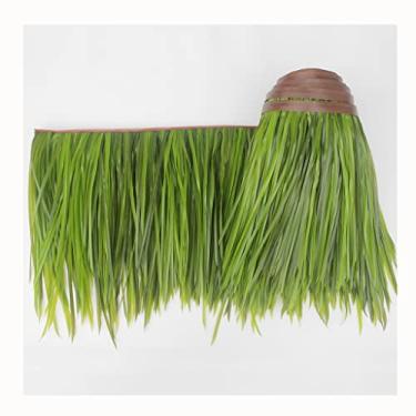 Imagem de Rolo de palha de telhado de palmeira simulação palha falsa telha de palha à prova de fogo material PE palha de palmeira 1-30 m proteção ambiental antienvelhecimento para Tiki Bar (amarelo d, 0,5 x 20
