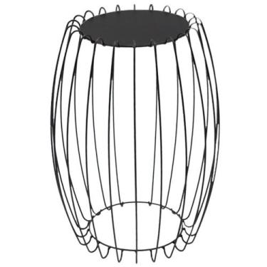 Imagem de Mesa Apoio Lateral 43 Cm Tampo Vidro Preto Base Metal Preto Nacc Preto