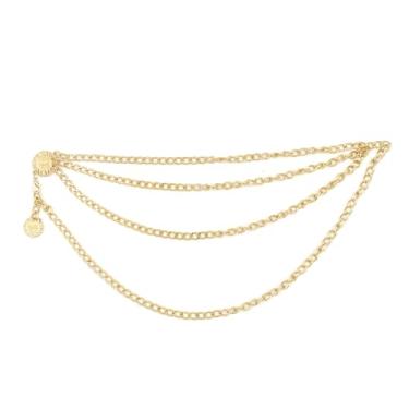 Imagem de Caviotess Cinto de metal multicamadas para mulheres, corrente de barriga ajustável, joia corporal, cinto de cintura para vestidos e calças, one size, Metal, Sem pedra