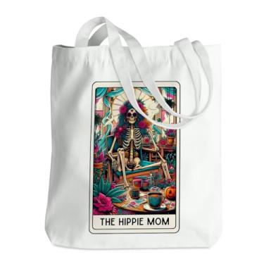 Imagem de Carta de tarô de esqueleto engraçado caveira gótica bruxa material de bruxaria suprimentos de lona gótica sacola de compras reutilizável 01, Hippiecard 00836, 13.8 x 16 inches