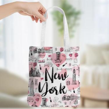 Imagem de New York Souvenirs and Gifts Bolsa de praia New York Canvas Tote Bag for Women Grocery Bags Christmas Birthday, New York 06, Large