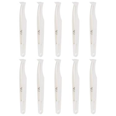 Imagem de Generic 10 pinças adesivas para artesanato, ponta curva de 11,5 cm com alicate de plástico de mola, pinça de artesanato para adesivos, álbuns, extensões de cílios, branco