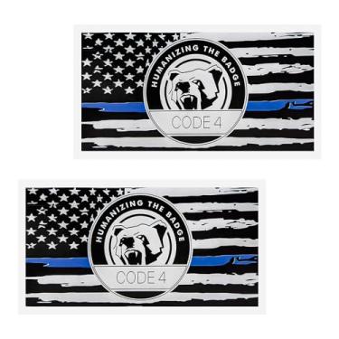 Imagem de MTRPS 2 peças de adesivos de linha azul fina código 4, decalque de apoio à polícia, adesivos refletivos para para-choques da bandeira americana, à prova d'água, linha fina, adesivo para aplicação da