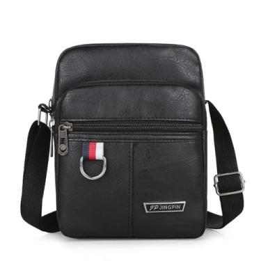 Imagem de Bolsa tiracolo tiracolo grande capacidade masculina casual ao ar livre (preto)