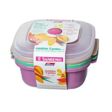 Imagem de Conj 3 Potes Quad Plastico Sanremo 1,3L, Colarido