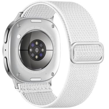 Imagem de DaQin Pulseiras elásticas para Galaxy Watch 8 de 40 mm e 44 mm/Galaxy Watch 8 Classic de 46 mm e feminino, tecido macio com um clique, sem lacunas, pulseira esportiva de nylon compatível com Samsung