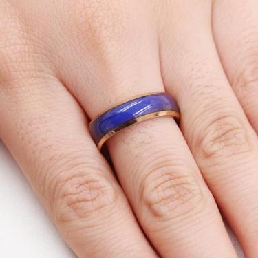 Imagem de Aliança de aço inoxidável de 6 mm com temperatura sensível que muda de humor para homens e mulheres, anel de casamento banhado a ouro rosa preto para BF GF Y1854, Aço inoxidável, Sem pedra preciosa