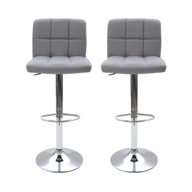 Imagem de Kit 2 Banquetas Giratórias Gomos Cinza Cinza