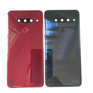 Imagem de SHOWGOOD Capa traseira com 3 furos para LG G8 ThinQ com moldura de câmera + impressão digital (vermelha)