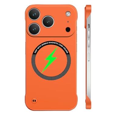 Imagem de Woluki Capa de telefone fina sem moldura para iPhone 17 pro max compatível com MagSafe à prova de choque anti-queda anti-impressão digital capa rígida para telefone PC [anel de sucção magnético