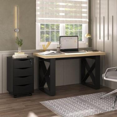 Imagem de Escrivaninha Mesa Escritório com Tampo em Tamburato Pés em "x" com Gav