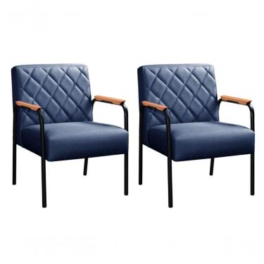 Imagem de Conjunto 2 Poltronas Ludmilla Cadeira Decorativa Sala Recepção Escritório - Linho Azul 330