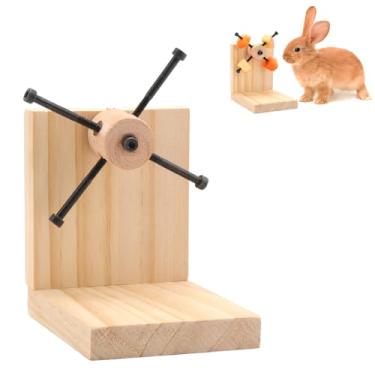 Imagem de WALLFID Brinquedos de coelho com design giratório, perfeitos para diversão de coelhos, brinquedos de coelho com suporte de comida para cenouras, pepinos e outros alimentos, acessórios essenciais para