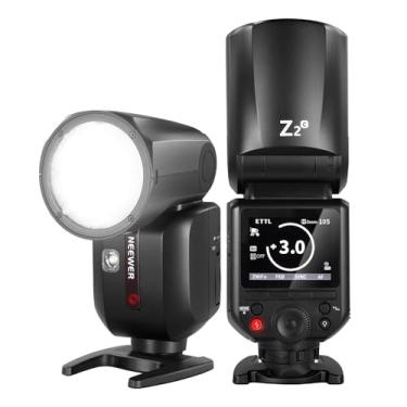 Imagem de Flash Speedlite Neewer Z2-C TTL para Canon Preto, Cabeça Redonda, 76Ws, Sincronização HSS 1/8000s, Bateria de Lítio, Controle Sem Fio 2.4G, Recarga Rápida