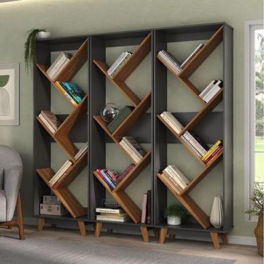 Imagem de Kit 3 Estantes Multiuso para Livro 199cmx204cm Helena - Espresso Móvei
