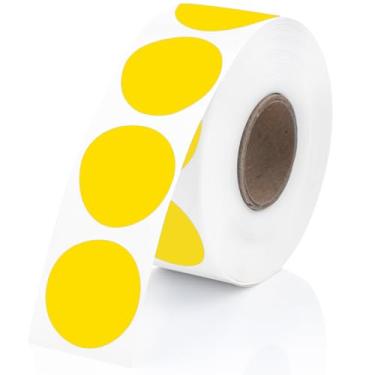 Imagem de Perco Etiquetas adesivas térmicas amarelas de círculo redondo de 2,5 cm - 735 etiquetas por rolo, compatível com impressora térmica direta, adesivo permanente, cores vibrantes, fixação forte