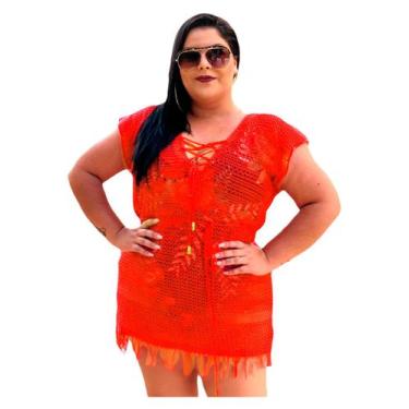 Imagem de Saída De Praia Vestido Com Ilhós Franja Plus Size - PLUS MESMO E DAÍ, 
