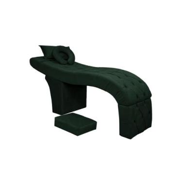 Imagem de Maca Estética E Escada Para Extensão De Cílios Veludo Verde - SOFA STO