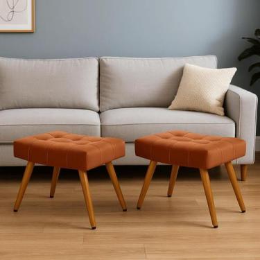 Imagem de Kit 2 Banqueta Rubi Confort Moderna Pes Madeira - Dcazza, Terracota