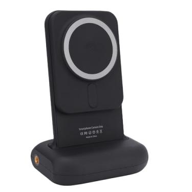 Imagem de Asixxsix Pega magnética para câmara do telemóvel, pega extensível para câmara do telemóvel com obturador remoto Bluetooth e suporte para sapata fria (Preta)