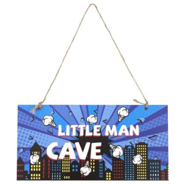 Imagem de Super Tema Placa de Porta com Corda para Pendurar Fácil, Madeira Decoração Porta Pendurada Engraçado Placa Toca Homenzinho para Quarto Bebé Quarto Menino Decoração