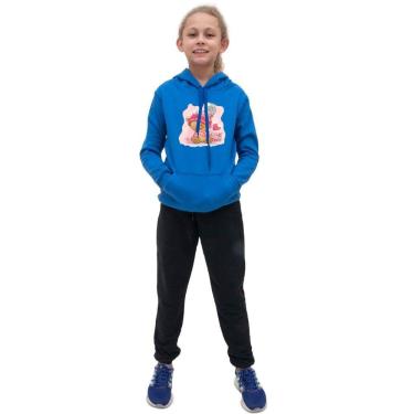 Imagem de Kit Conjunto Infantil Blusa Moletom Canguru Menina Estampa Ursinho e Calça Jogger Com Bolso