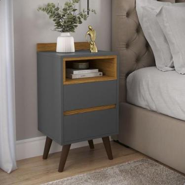 Imagem de Mesa de Cabeceira 2 Gavetas Alamo Duda Com Nicho Embutido Retrô - Move