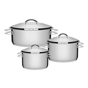 Imagem de Jogo Caçarola Funda Rasa Solar 3 Peças Aço Inox Tramontina