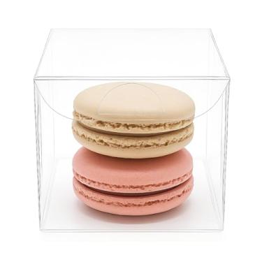 Imagem de 50 caixas acetato 5x5x5cm transparente cristal para 2 macarons