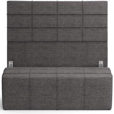 Imagem de Kit Cabeceira Cama Box Queen 160cm Com Calçadeira Roma W01 Linho Cinza