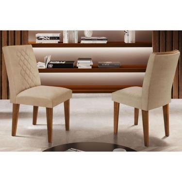 Imagem de Cadeira Sala De Jantar Jade Kit 2 Un Madeira Capuccino-linho Bege Turim - Rufato