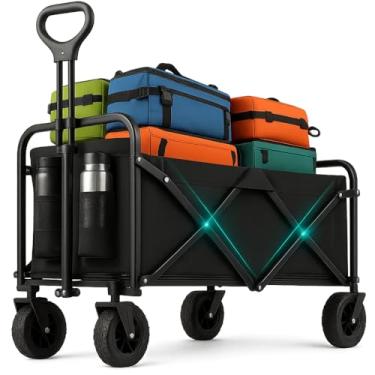 Imagem de Carrinho Dobrável de Carga 100kg para Camping, Praia e Compras – Estrutura em Aço Inoxidável, Tecido Impermeável, Alça Ajustável e Rodas 360° – Compacto, Portátil e Fácil de Guardar