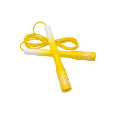 Imagem de KSY Corda de pular arco-íris (J-710, amarelo) – Corda cardiovascular ajustável para exercícios físicos femininos e em casa | Alças macias, cabo de PVC liso, design leve | Feito na Coreia