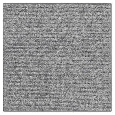 Imagem de Azulejos de carpete autoadesivos (pacote com 10), descasque e cole, quadrados antiderrapantes de 30 x 30 cm, poliéster cinza, à prova d'água para escritório, quarto, varanda