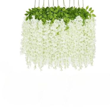 Imagem de Ramos Galhos Flor de Cerejeira Artificial Grande Pendente para Decoração Rosa/Branco(BRANCO,6)