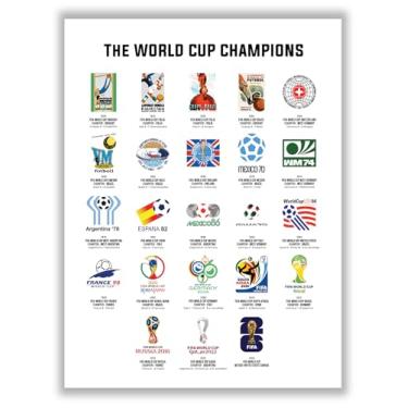 Imagem de Libemz, Pôster da Evolução da Copa do Mundo - Sem moldura (30,5 x 40,6 cm) - Arte de parede campeões da Copa do Mundo, pôster de futebol, decoração de gráfico histórico da Copa do Mundo, decoração de