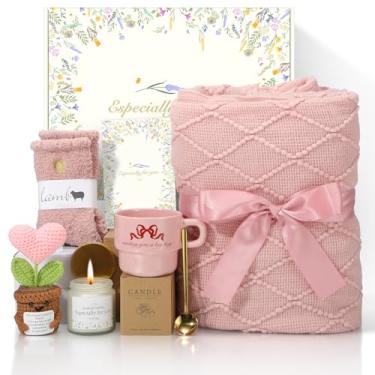 Imagem de AmeLeis Pacote de aniversário para mulheres, caixa de autocuidado, pacote Get Well e conjunto de presentes de caneca para ela, mãe, irmã e melhor amiga (rosa rosa)