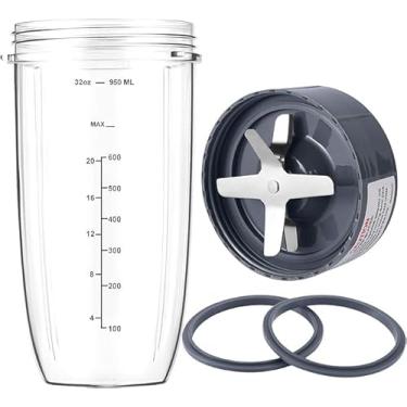 Imagem de Wonder star Copo de vidro compatível com peças de reposição Nutri-bullet 946 ml para Nutri Bullet 600W e 900W, pacote com 2||material de policarbonato ||4 linhas de aderência extras (frasco de 950 ml