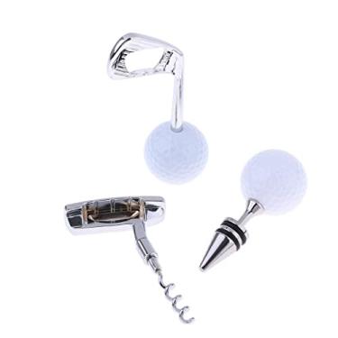 Imagem de Conjunto de presente para abridor de cerveja de vinho com bola de golfe - Decoração exclusiva de balcão de bar para entusiastas de golfistas - Combo de rolha de saca-rolhas de liga de zinco -