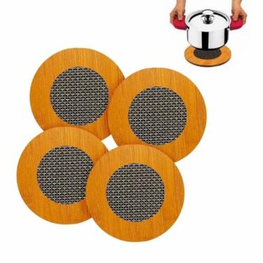 Imagem de Kit Com 4 Descanso De Panela Efeito Bambu Formas Variadas Quadrado Redondo 16,5cm(Octogono)