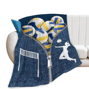 Imagem de Cobertor de vôlei, cobertor esportivo, presentes de vôlei, cobertores de vôlei, material esportivo de flanela de pelúcia para mulheres, homens, meninos, meninas, adultos, roupa de cama macia para
