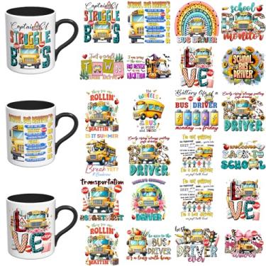 Imagem de Elewins Adesivos UV DTF - 24 folhas pacote engraçado UV DTF copo envoltório para canecas vidro café, decalques DIY para copos, esfregar à prova d'água em transferências para artesanato (motorista de