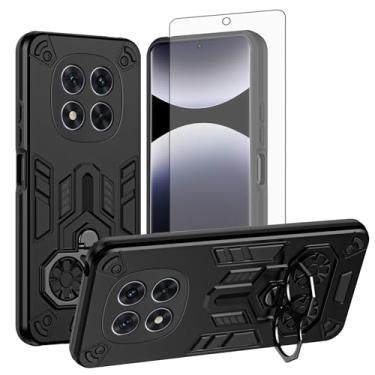 Imagem de Asuwish Capa de celular para Xiaomi Redmi Note 14 Pro 5G com protetor de tela de vidro temperado e suporte de anel rígido fino de couro PU híbrido acessórios para celular 14Pro feminino masculino