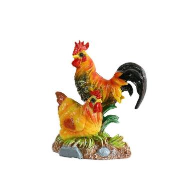 Imagem de Estátua de decoração de jardim em resina de galo e galinha 7,5 cm