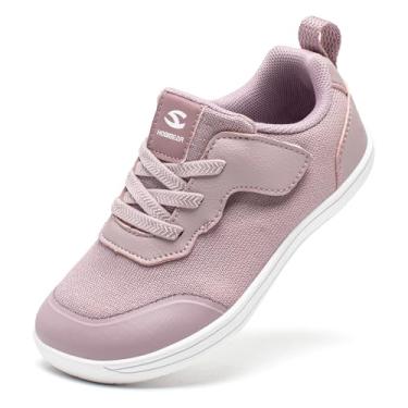 Imagem de HOBIBEAR Tênis de caminhada minimalista para meninos e meninas | Tênis de queda zero (bebê/criança pequena/criança grande), rosa, 19