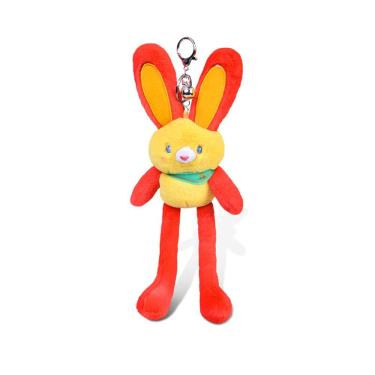 Imagem de Chaveiro de pelúcia vermelho e amarelo, coelhinho de 20 cm para mulheres e homens