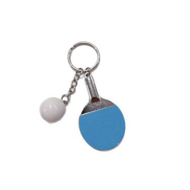 Imagem de Chaveiro, raquete de tênis de mesa em miniatura e bola de liga de zinc