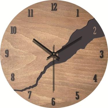 Imagem de Relógio de parede minimalista Wood Grain Non-Ticking Silent 30cm