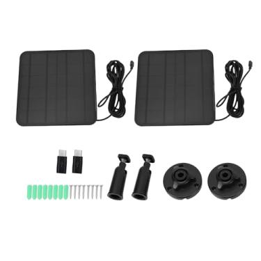 Imagem de Garosa Painel Solar de 12 W, Carregador Solar 2 PCS Com Adaptador Micro USB e USB C, Suporte Ajustável de 360 ​​graus, IP65, Cabo de 9,8 Pés, para Câmera Spotlight e Bateria Stick Up