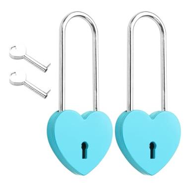 Imagem de YAODHAOD Cadeado de coração Love Lock com chaves, presente romântico para casais para aniversários, dia dos namorados, casamento - cadeado em forma de coração, lembrança de relacionamento de longa